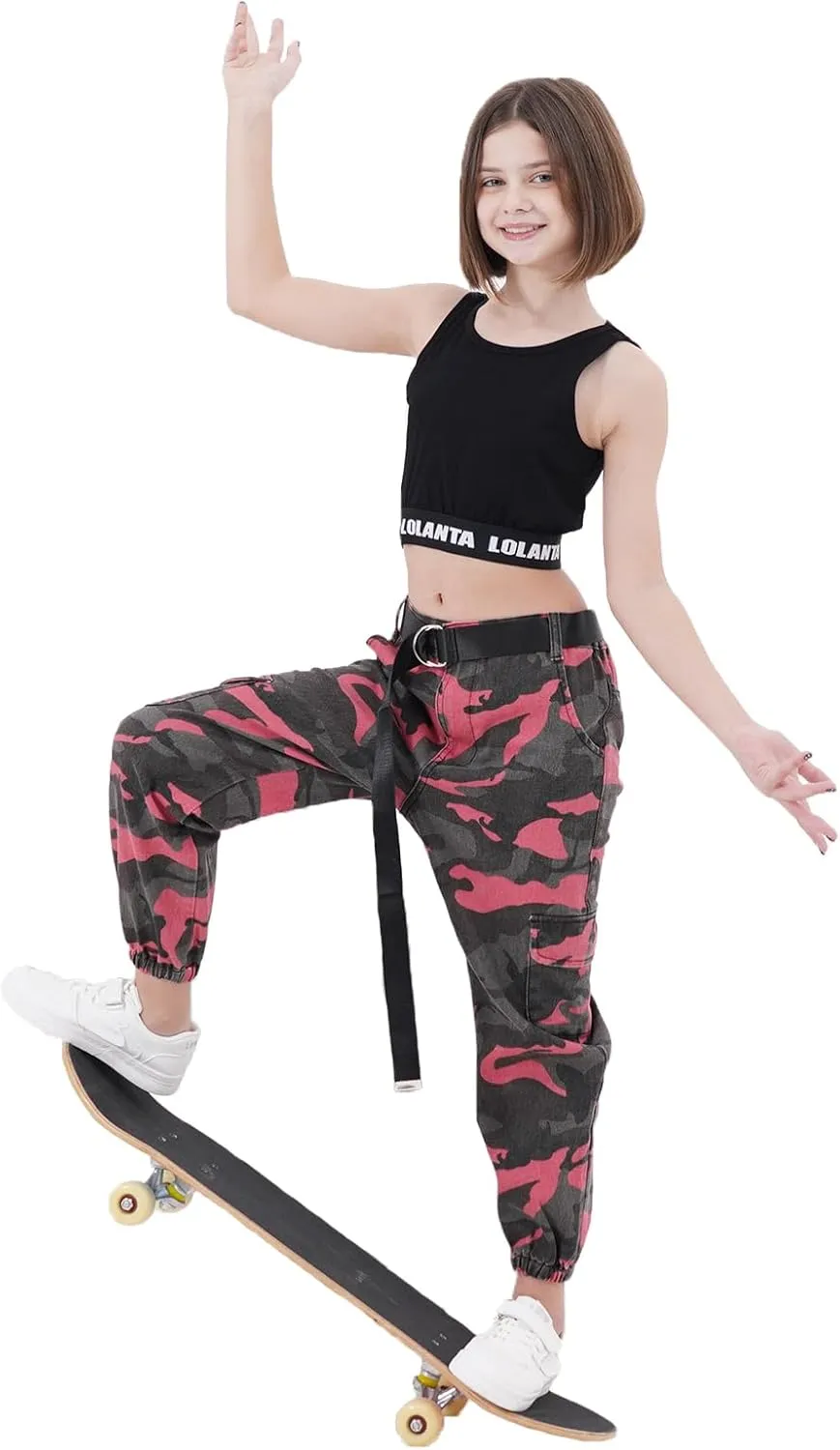 lontakids Girls Hip Hop Clothes 2 Piece Outfits Crop Tops Camouflage Jogger Pants Set Jazz Street Dancewear