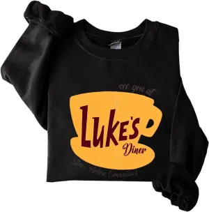Luke's Diner Sweatshirts for Women，Crewneck Lukes Diner Graphic Long Sleeve Casual Pullover Preppy Girls Sweatshirt