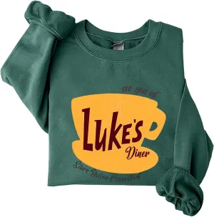 Luke's Diner Sweatshirts for Women，Crewneck Lukes Diner Graphic Long Sleeve Casual Pullover Preppy Girls Sweatshirt