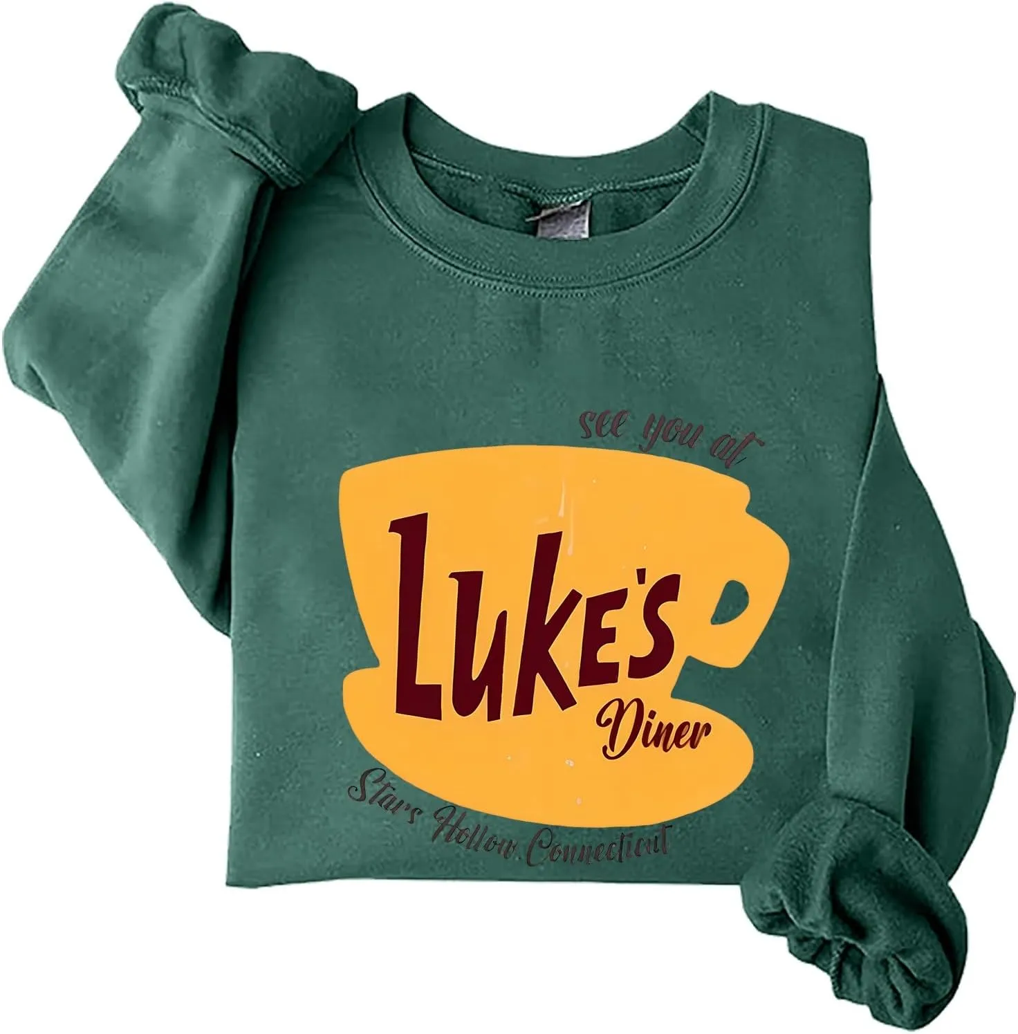 Luke's Diner Sweatshirts for Women，Crewneck Lukes Diner Graphic Long Sleeve Casual Pullover Preppy Girls Sweatshirt