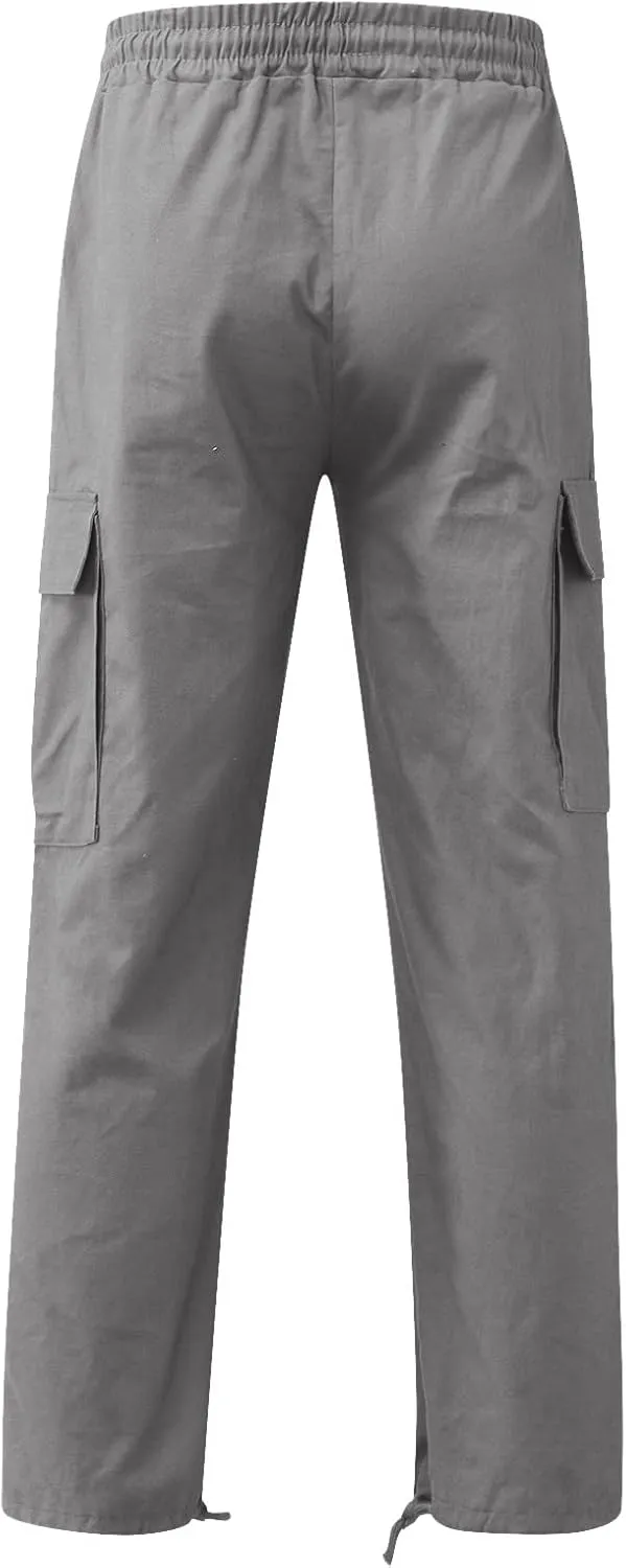 Men Cargo Pants Loose Work Sweatpants Jogger Trousers Fashion Teen Casual Multipocket Drawstring Classic High Street Pant
