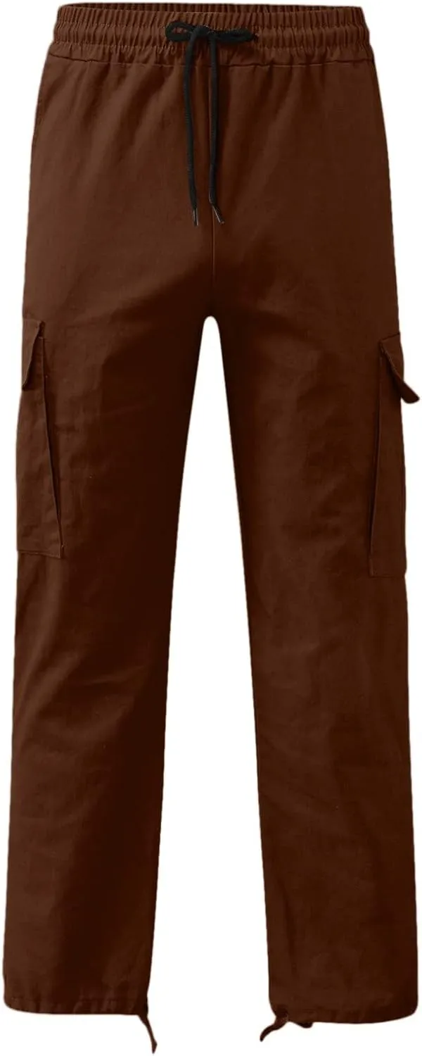 Men Cargo Pants Loose Work Sweatpants Jogger Trousers Fashion Teen Casual Multipocket Drawstring Classic High Street Pant
