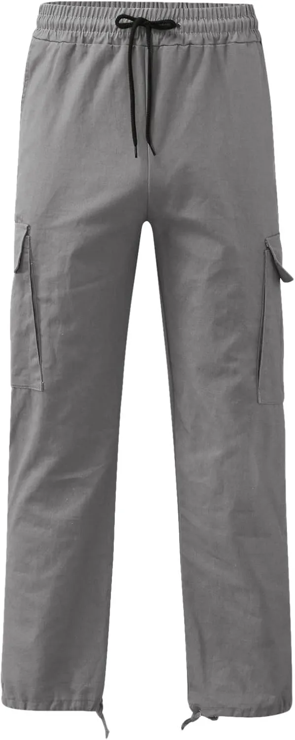 Men Cargo Pants Loose Work Sweatpants Jogger Trousers Fashion Teen Casual Multipocket Drawstring Classic High Street Pant