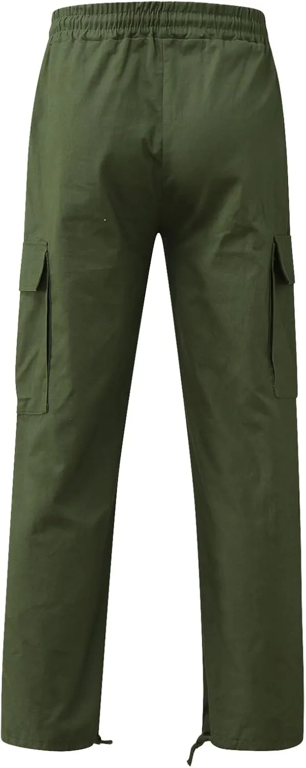 Men Cargo Pants Loose Work Sweatpants Jogger Trousers Fashion Teen Casual Multipocket Drawstring Classic High Street Pant
