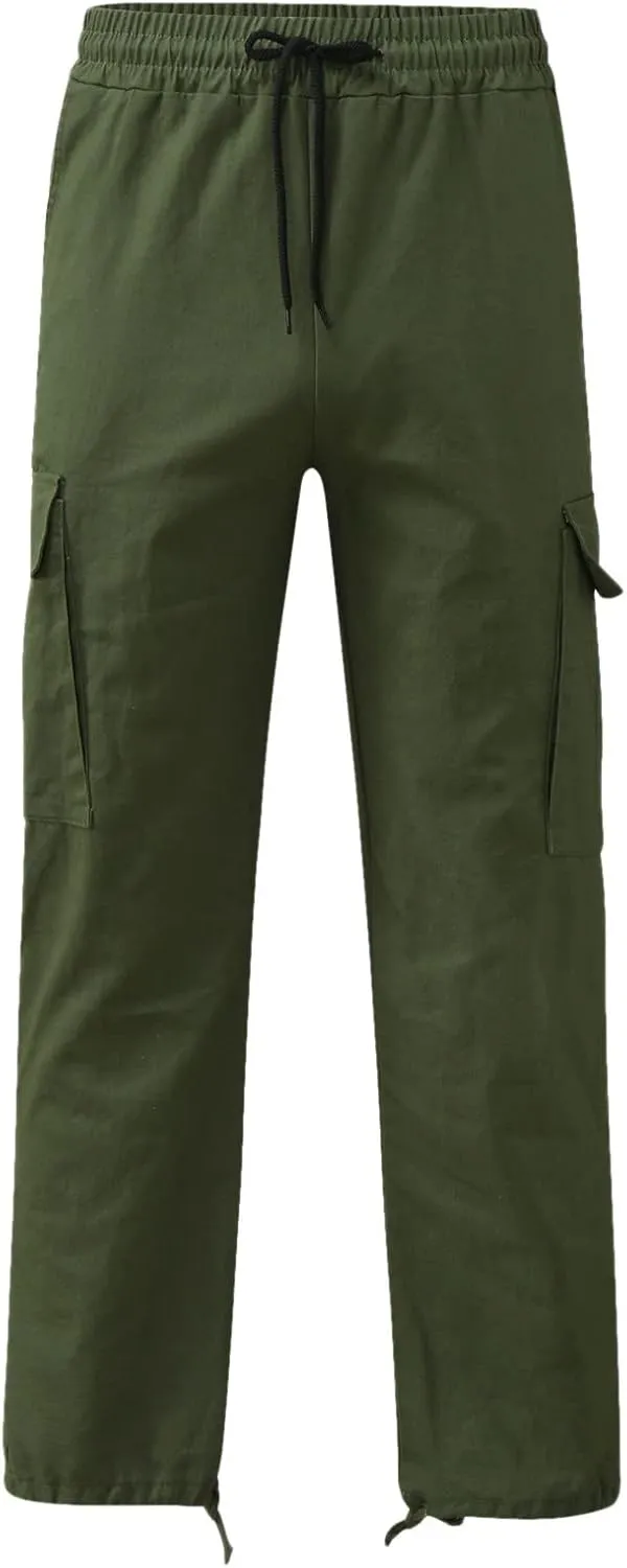 Men Cargo Pants Loose Work Sweatpants Jogger Trousers Fashion Teen Casual Multipocket Drawstring Classic High Street Pant