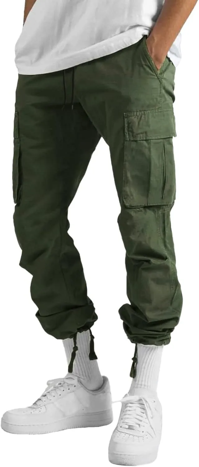 Men Cargo Pants Loose Work Sweatpants Jogger Trousers Fashion Teen Casual Multipocket Drawstring Classic High Street Pant