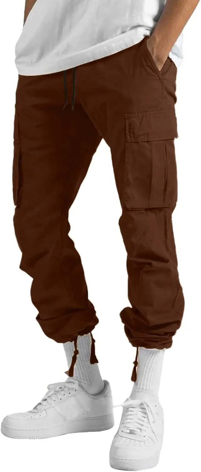 Men Cargo Pants Loose Work Sweatpants Jogger Trousers Fashion Teen Casual Multipocket Drawstring Classic High Street Pant