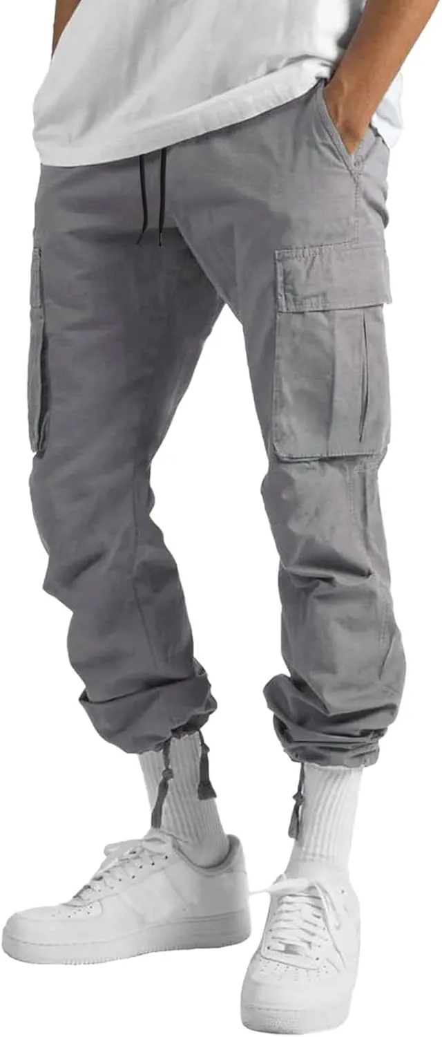 Men Cargo Pants Loose Work Sweatpants Jogger Trousers Fashion Teen Casual Multipocket Drawstring Classic High Street Pant