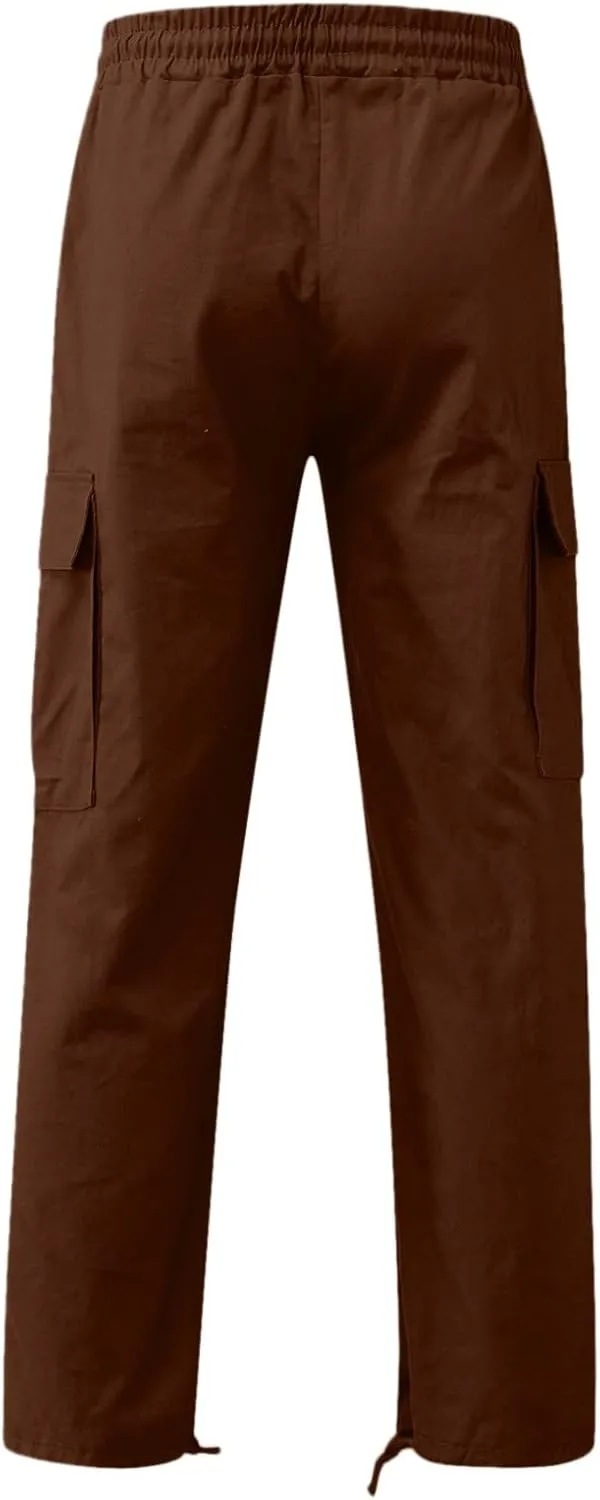 Men Cargo Pants Loose Work Sweatpants Jogger Trousers Fashion Teen Casual Multipocket Drawstring Classic High Street Pant