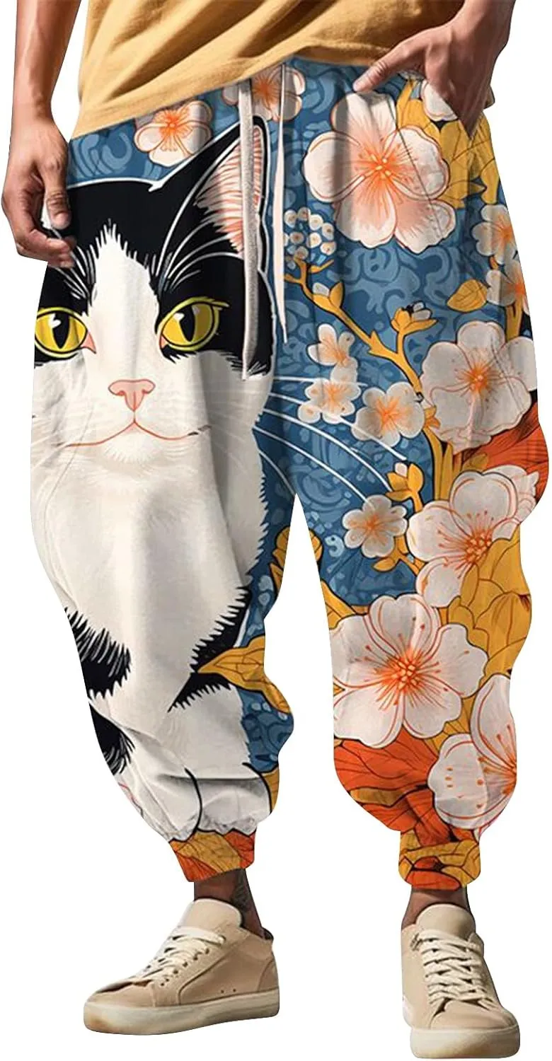 Men's Autumn Fun Print Fashion Street Feel Casual Sweatpants Mens Work Pants