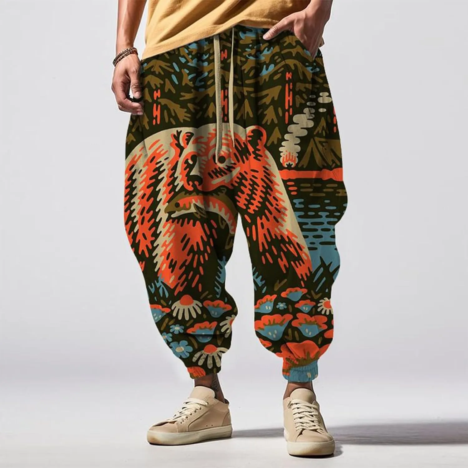 Men's Autumn Fun Print Fashion Street Feel Casual Sweatpants Yoga Pants