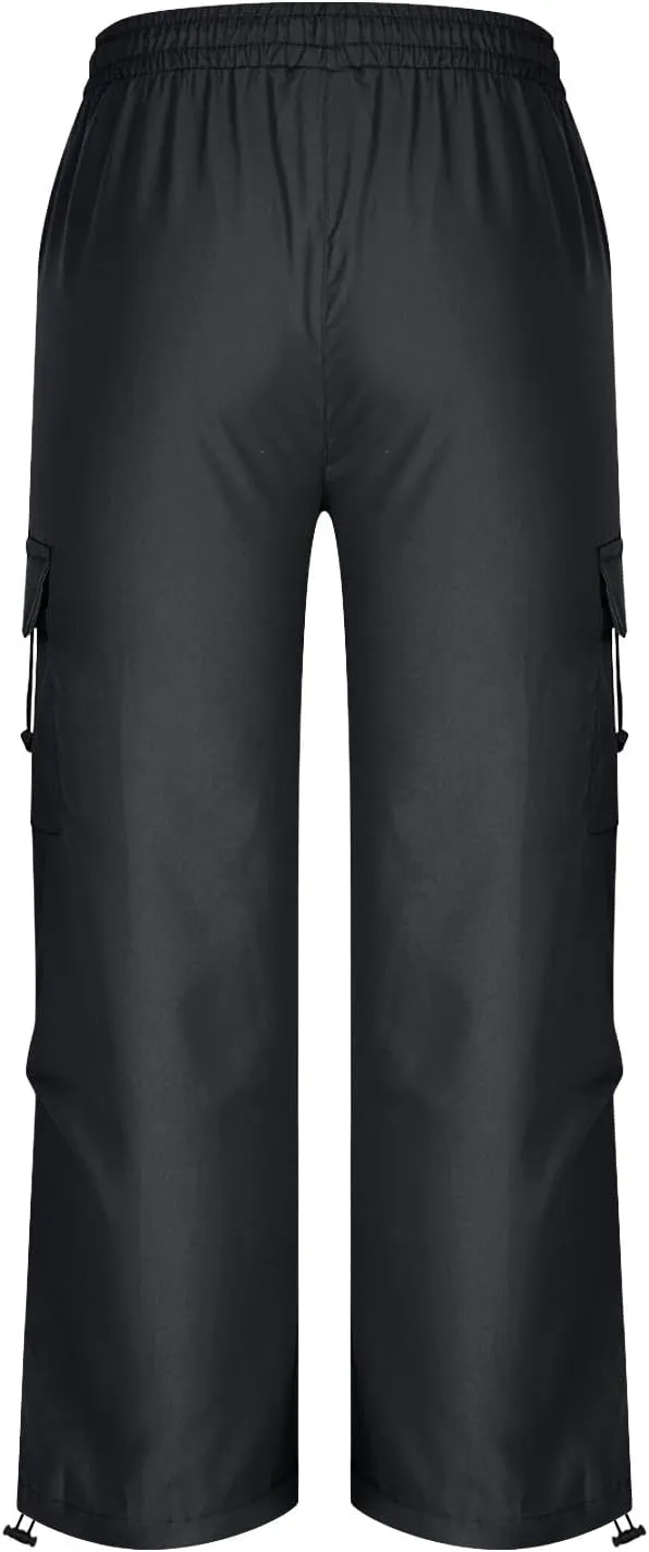 Men's Cargo Pants Drawstring Elastic Waist Casual Lounge Parachute Summer Baggy Street Y2K Trousers with Pockets