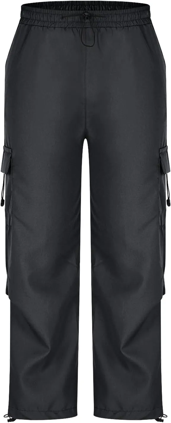 Men's Cargo Pants Drawstring Elastic Waist Casual Lounge Parachute Summer Baggy Street Y2K Trousers with Pockets