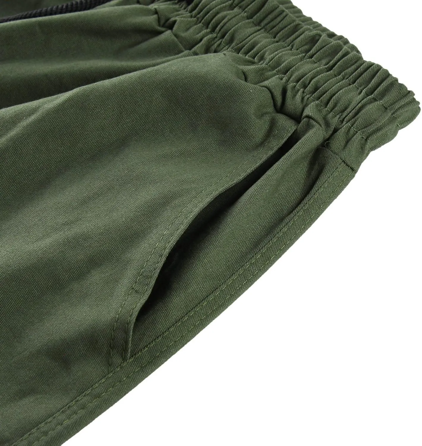 Men's Cargo Trousers Casual Elastic Waist Solid Sports Outdoor Cargo Pant Street Work Trousers with Multi Pockets