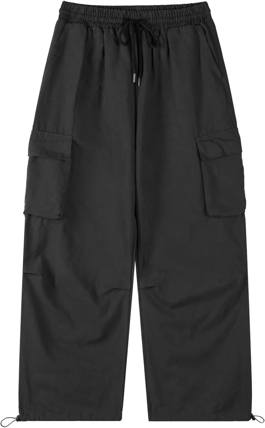 Men's Casual Cargo Pants Elastic Waist Drawstring Street Hip Hop Trousers with Pockets