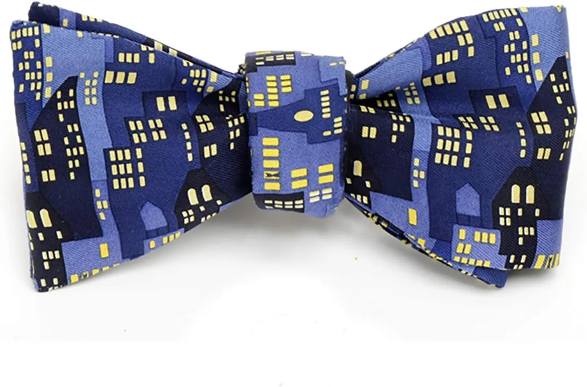 Men's City Lights City Scape Self-Tie Silk Bow Tie, Made in USA
