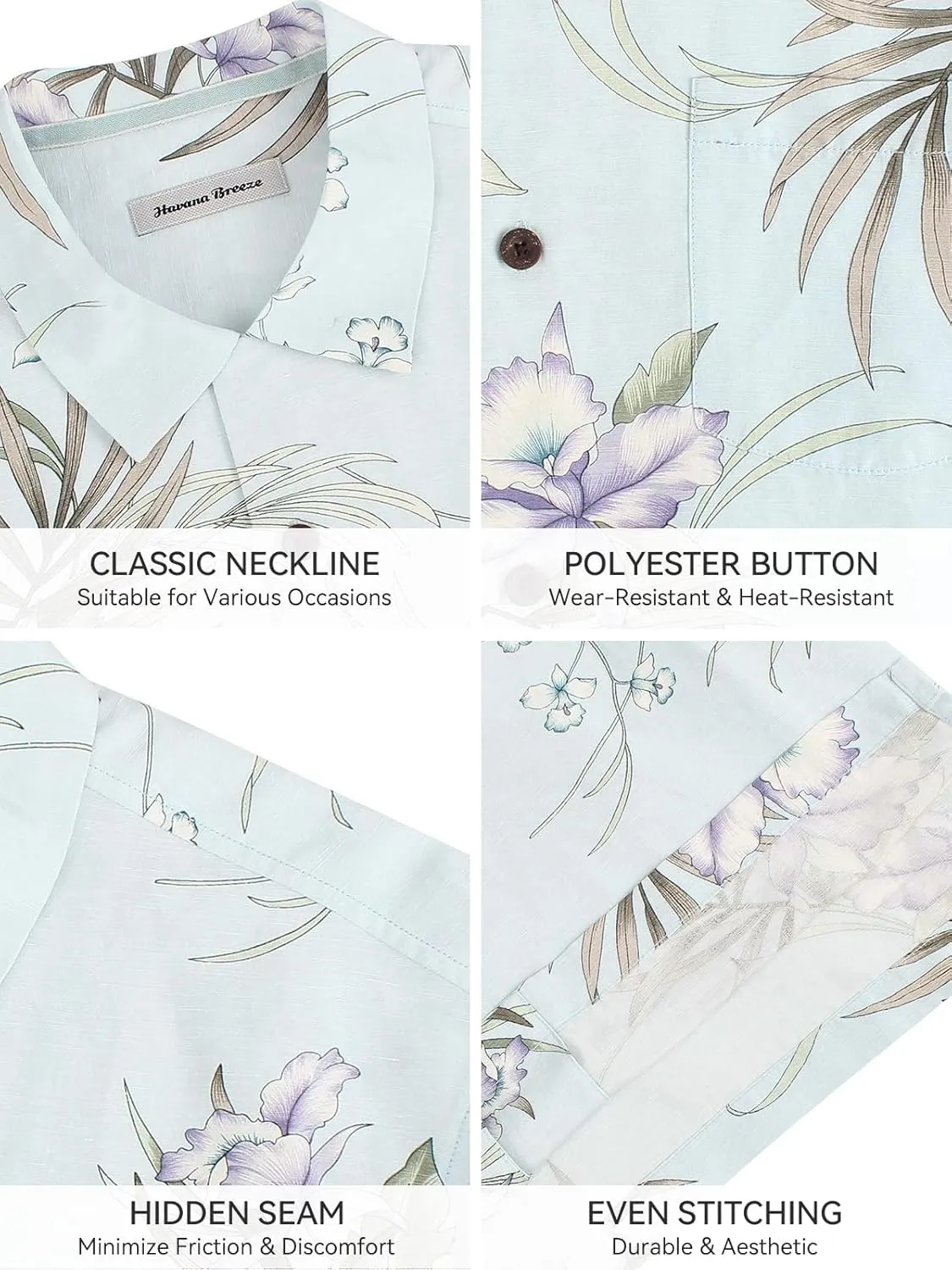 Men's Hawaiian Floral Shirts Silk and Linen Button Down Casual Tropical Holiday Beach Shirts