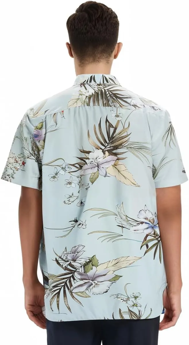 Men's Hawaiian Floral Shirts Silk and Linen Button Down Casual Tropical Holiday Beach Shirts