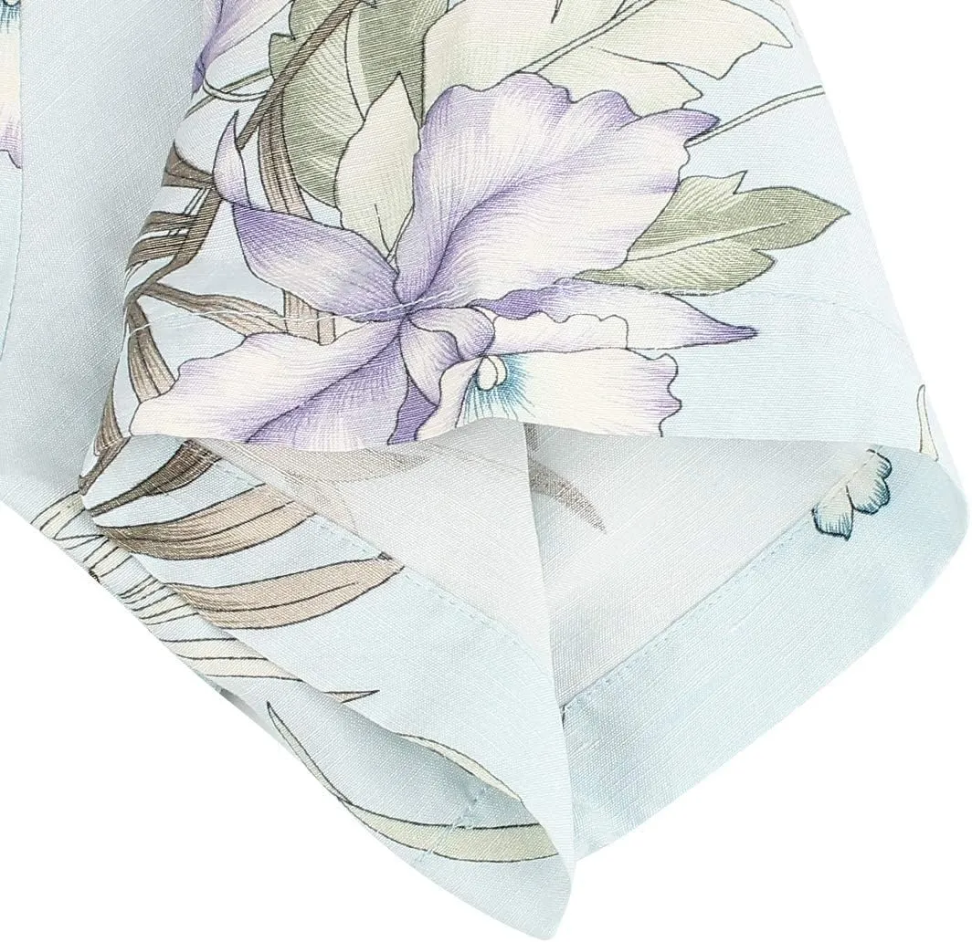 Men's Hawaiian Floral Shirts Silk and Linen Button Down Casual Tropical Holiday Beach Shirts