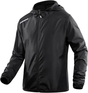 Mens Hooded Breathable Sun Shirts Full Zip UPF 50  UV Protection Hoodie Light Jacket Long Sleeve Fishing Hiking Shirt