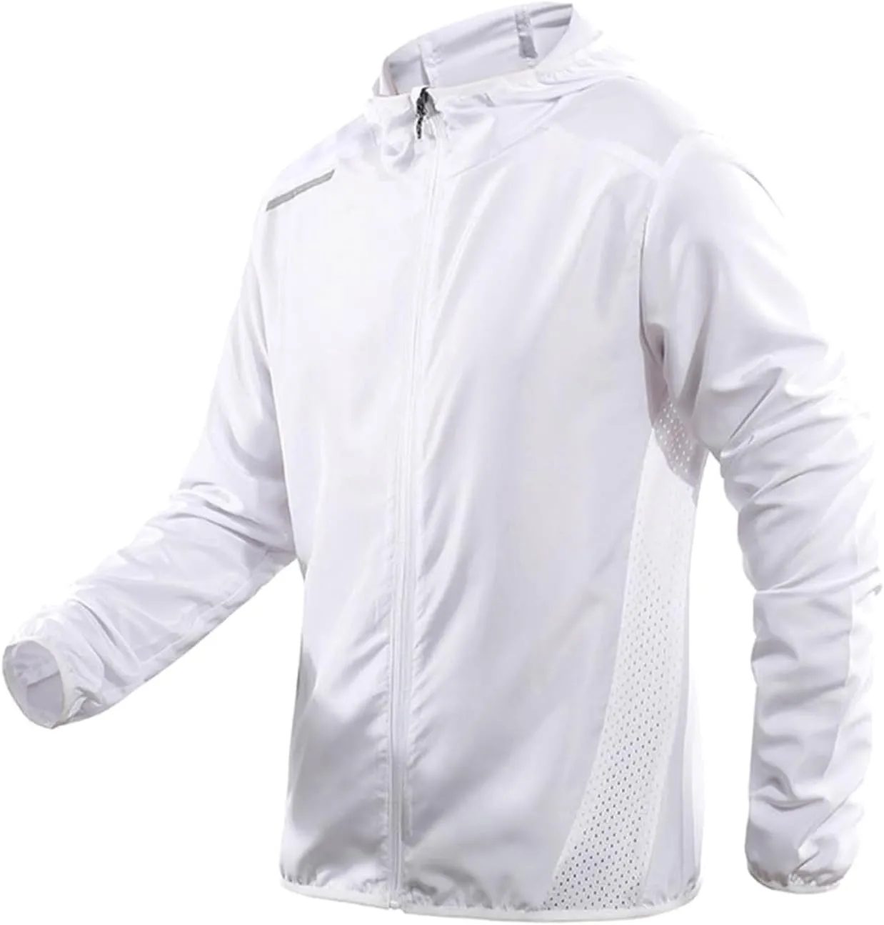Mens Hooded Breathable Sun Shirts Full Zip UPF 50  UV Protection Hoodie Light Jacket Long Sleeve Fishing Hiking Shirt