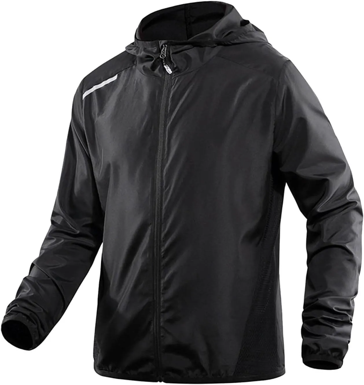 Mens Hooded Breathable Sun Shirts Full Zip UPF 50  UV Protection Hoodie Light Jacket Long Sleeve Fishing Hiking Shirt
