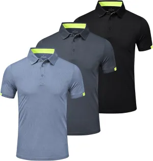 Mens Polo Shirts Short Sleeve Golf Polo T Shirts Lightweight Quick-Dry Sports Polo Shirts for Men 3 Pack