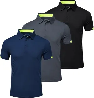Mens Polo Shirts Short Sleeve Golf Polo T Shirts Lightweight Quick-Dry Sports Polo Shirts for Men 3 Pack