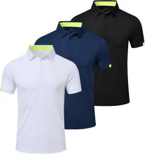 Mens Polo Shirts Short Sleeve Golf Polo T Shirts Lightweight Quick-Dry Sports Polo Shirts for Men 3 Pack