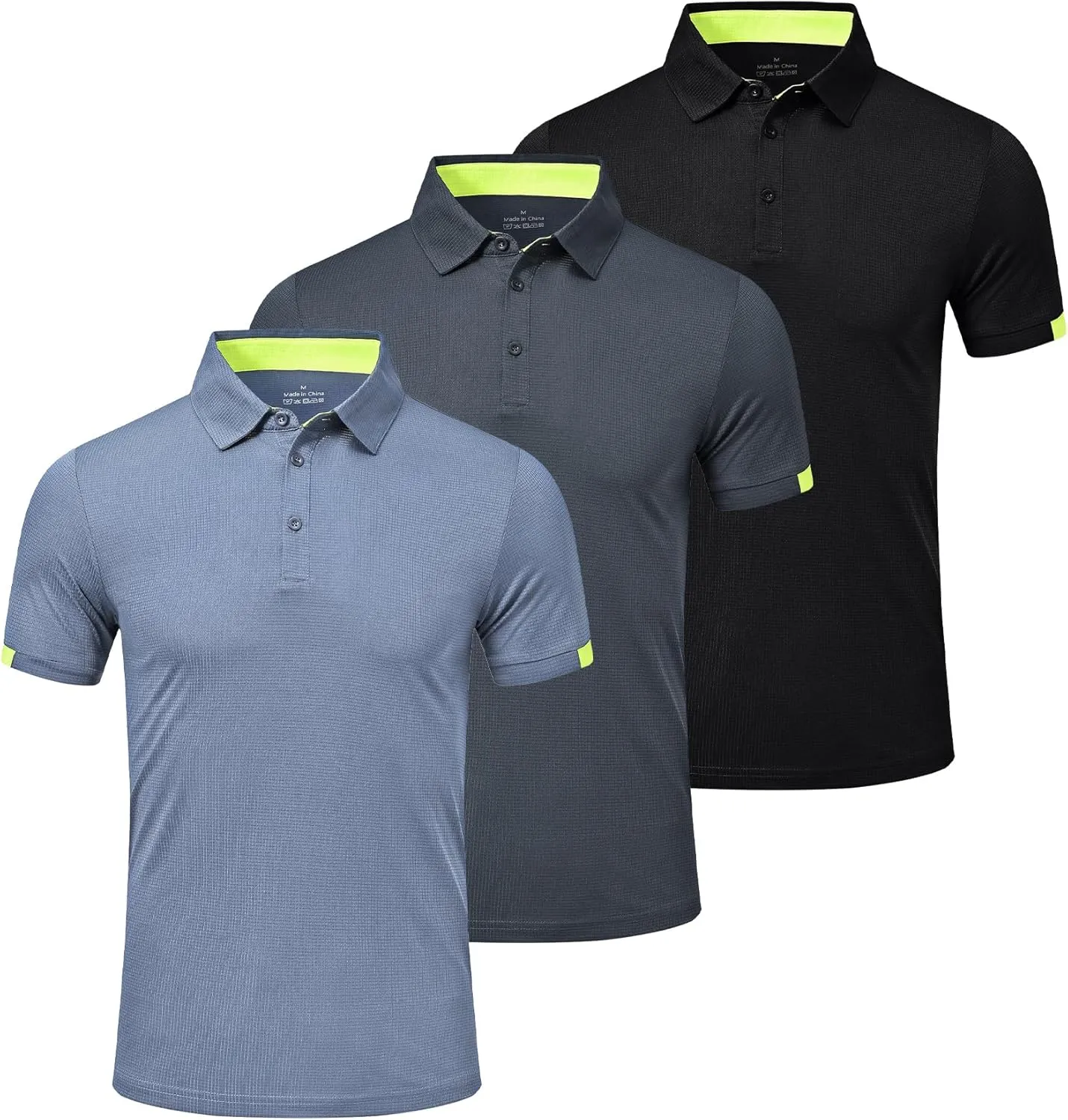 Mens Polo Shirts Short Sleeve Golf Polo T Shirts Lightweight Quick-Dry Sports Polo Shirts for Men 3 Pack
