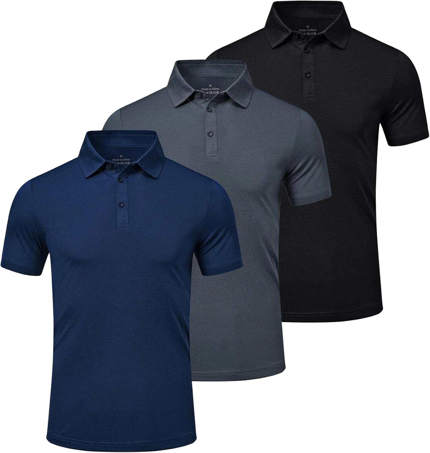 Mens Polo Shirts Short Sleeve Golf Polo T Shirts Lightweight Quick-Dry Sports Polo Shirts for Men 3 Pack