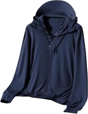 Men's Sun Shirts UPF 50  Light Jacket UV Sun Protection Zip Up Hoodie Breathable Long Sleeve SPF Fishing Hiking Shirt