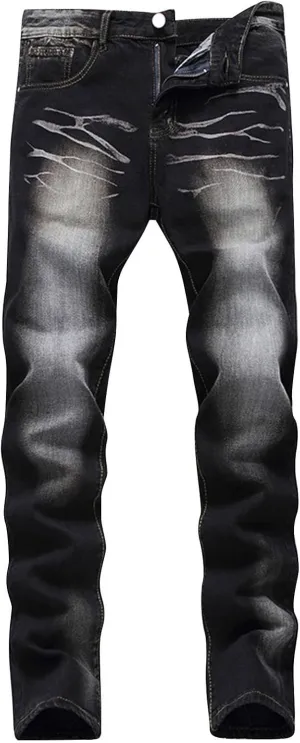 Mens Trend Ripped Jeans Distressed Hipster Street Straight Leg Plus Size Denim Pants Relaxed Fit Stretch Skinny Classic Jean
