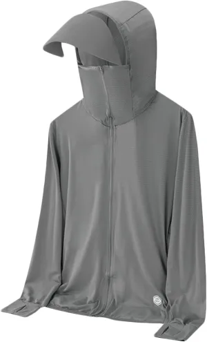 Mens UPF 50  Light Jacket Full Zip Sun Protection Hoodies Long Sleeve Stretch Cooling Shirt Unisex UV Hooded Jackets