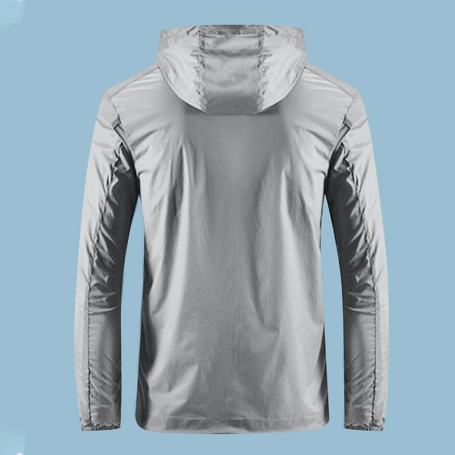 Men's UPF 50  Light Jacket SPF UV Long Sleeve Sun Shirts Hiking Fishing Zip Pockets Athletic Sun Protection Hoodie