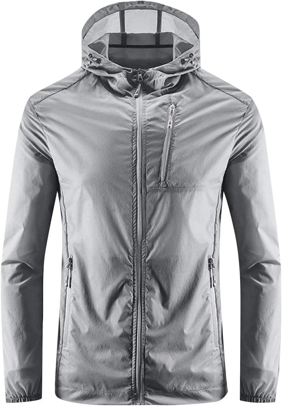 Men's UPF 50  Light Jacket SPF UV Long Sleeve Sun Shirts Hiking Fishing Zip Pockets Athletic Sun Protection Hoodie