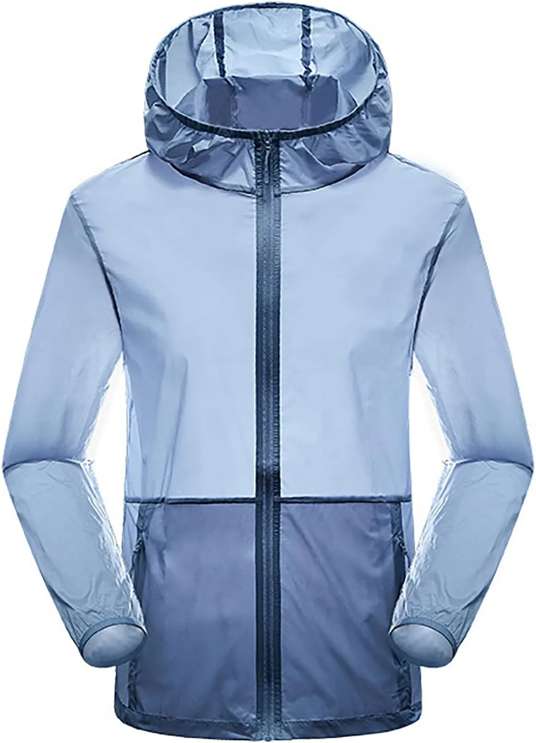 Men's UPF 50  Light Jacket SPF UV Long Sleeve Sun Shirts Hiking Fishing Zip Pockets Athletic Sun Protection Hoodie
