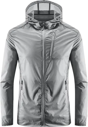 Men's UPF 50  Light Jacket SPF UV Long Sleeve Sun Shirts Hiking Fishing Zip Pockets Athletic Sun Protection Hoodie