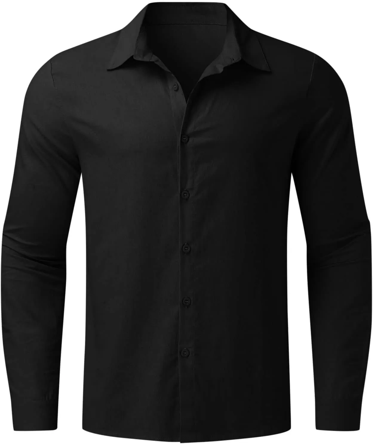 Muscularfit Mens Tshirts Casual Light Weight Cotton Linen Button Down Shirts Summer Spring Long Sleeve Solid Work Dress Shirt