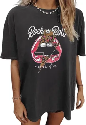 Music City T-Shirt Women Country Music Oversized Tshirts Vintage Graphic Rock Concert Shirts Rock Band Tops