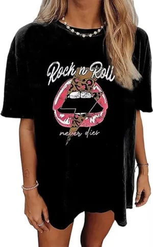 Music City T-Shirt Women Country Music Oversized Tshirts Vintage Graphic Rock Concert Shirts Rock Band Tops