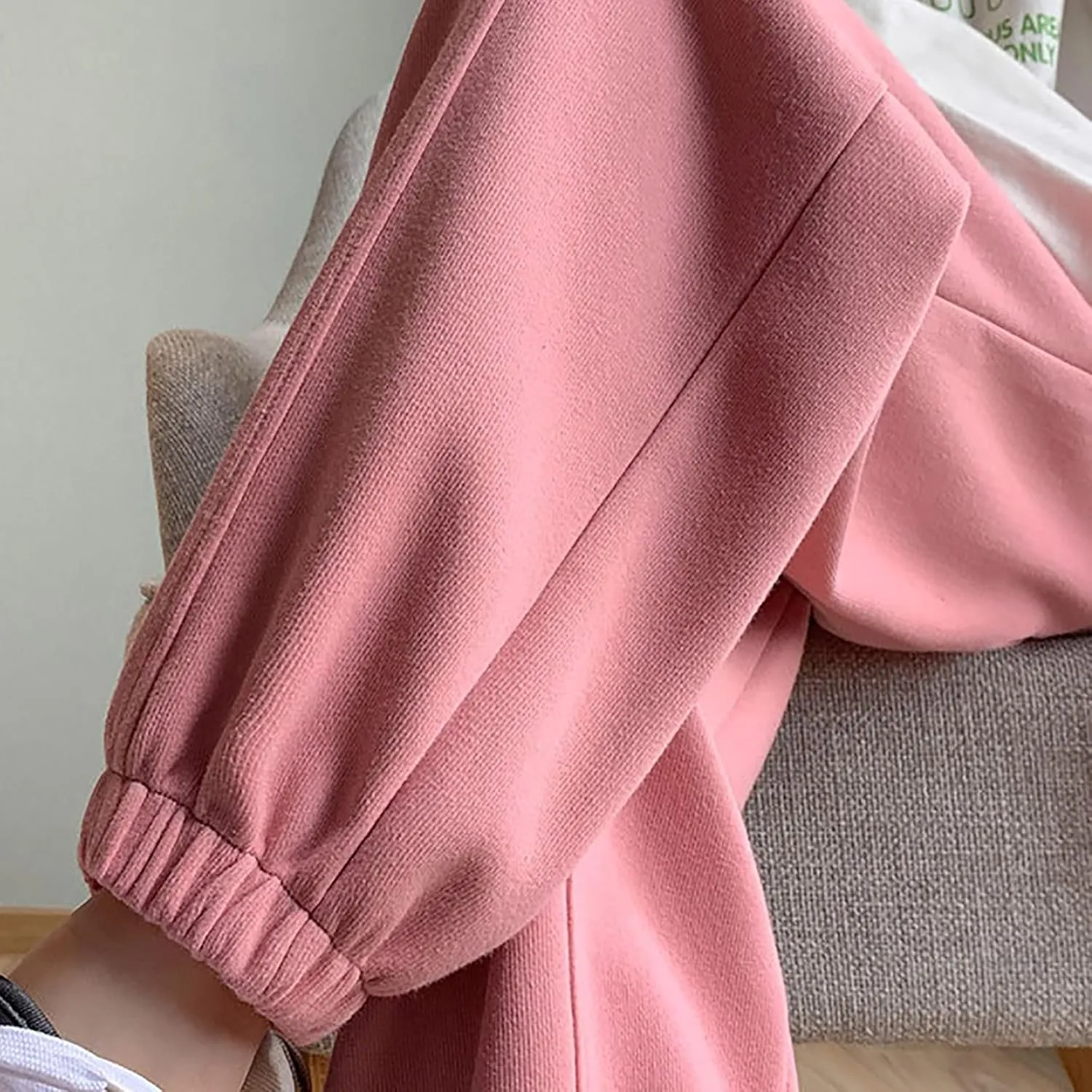 NATHGAM Women's Sweatpants Winter Warm Fleece Lined High Waist Wide Leg Pants Lightweight Comfy Fashion Y2K Street Trousers