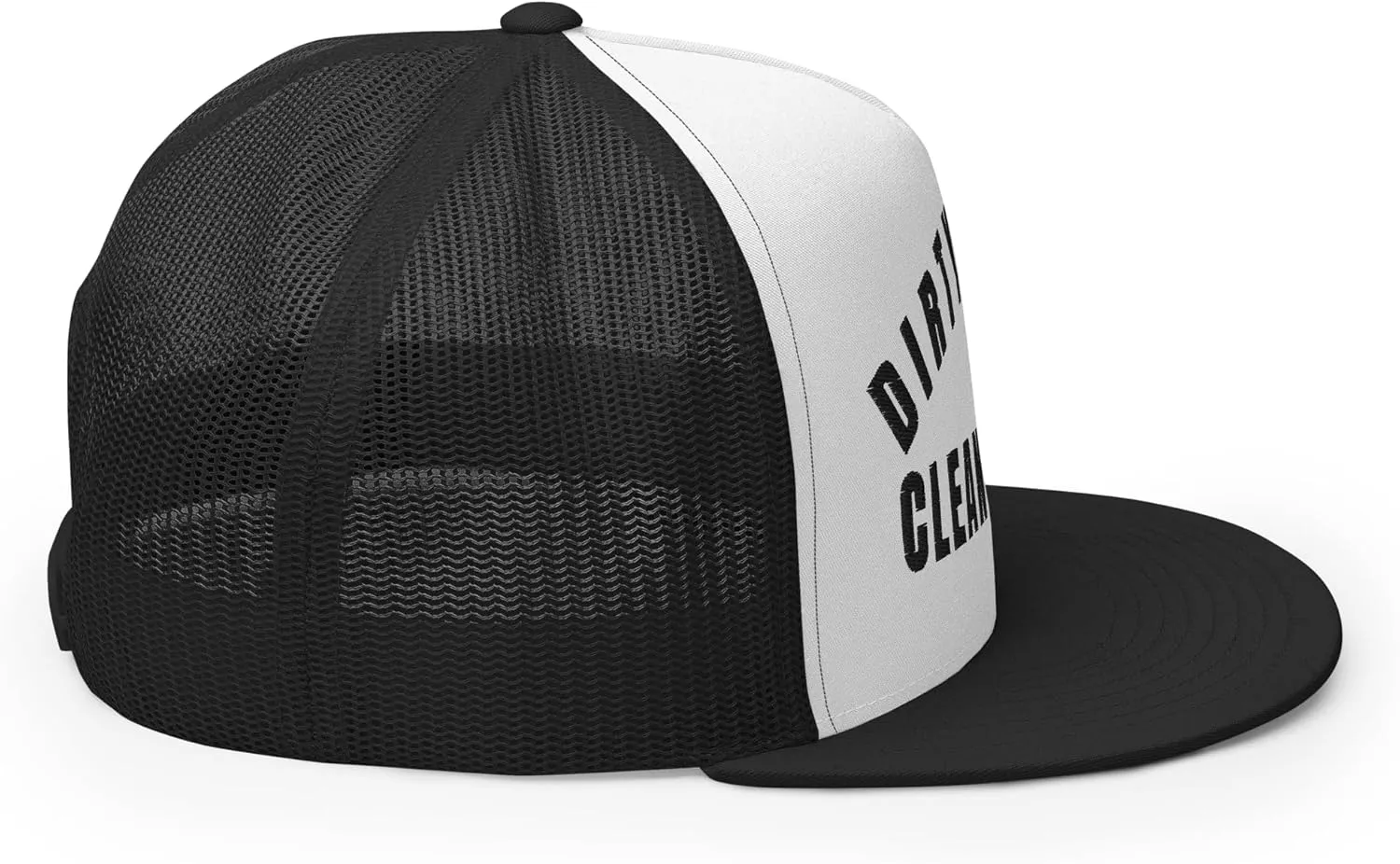 NG Dirty Hands Clean Money Flat Bill Embroidered Trucker Hat High Crown | Adjustable Blue Collar Cap