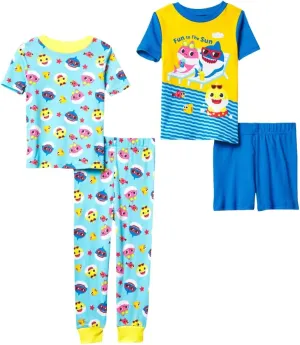 Nickelodeon Paw Patrol | Baby Shark | Blue's Clues & You 4-Piece Snug-fit Cotton Pajama Set, Soft & Cute for Kids