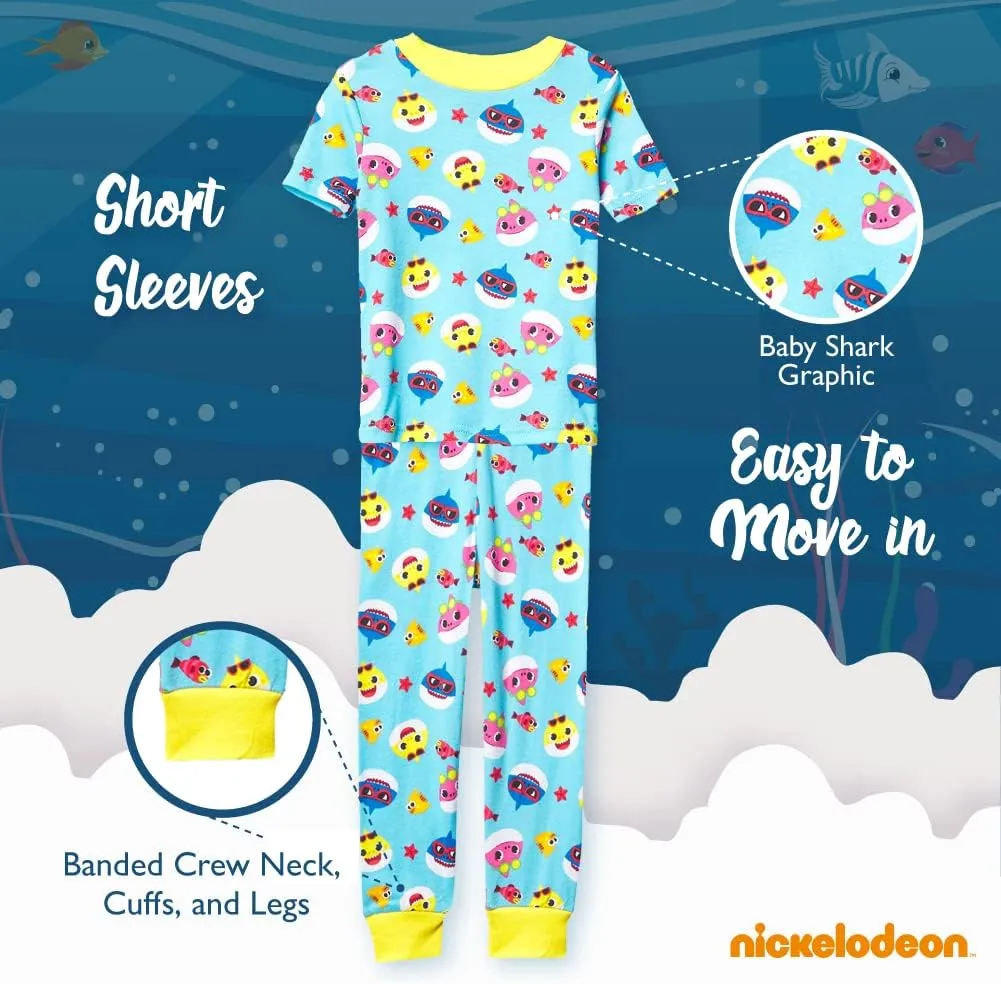 Nickelodeon Paw Patrol | Baby Shark | Blue's Clues & You 4-Piece Snug-fit Cotton Pajama Set, Soft & Cute for Kids