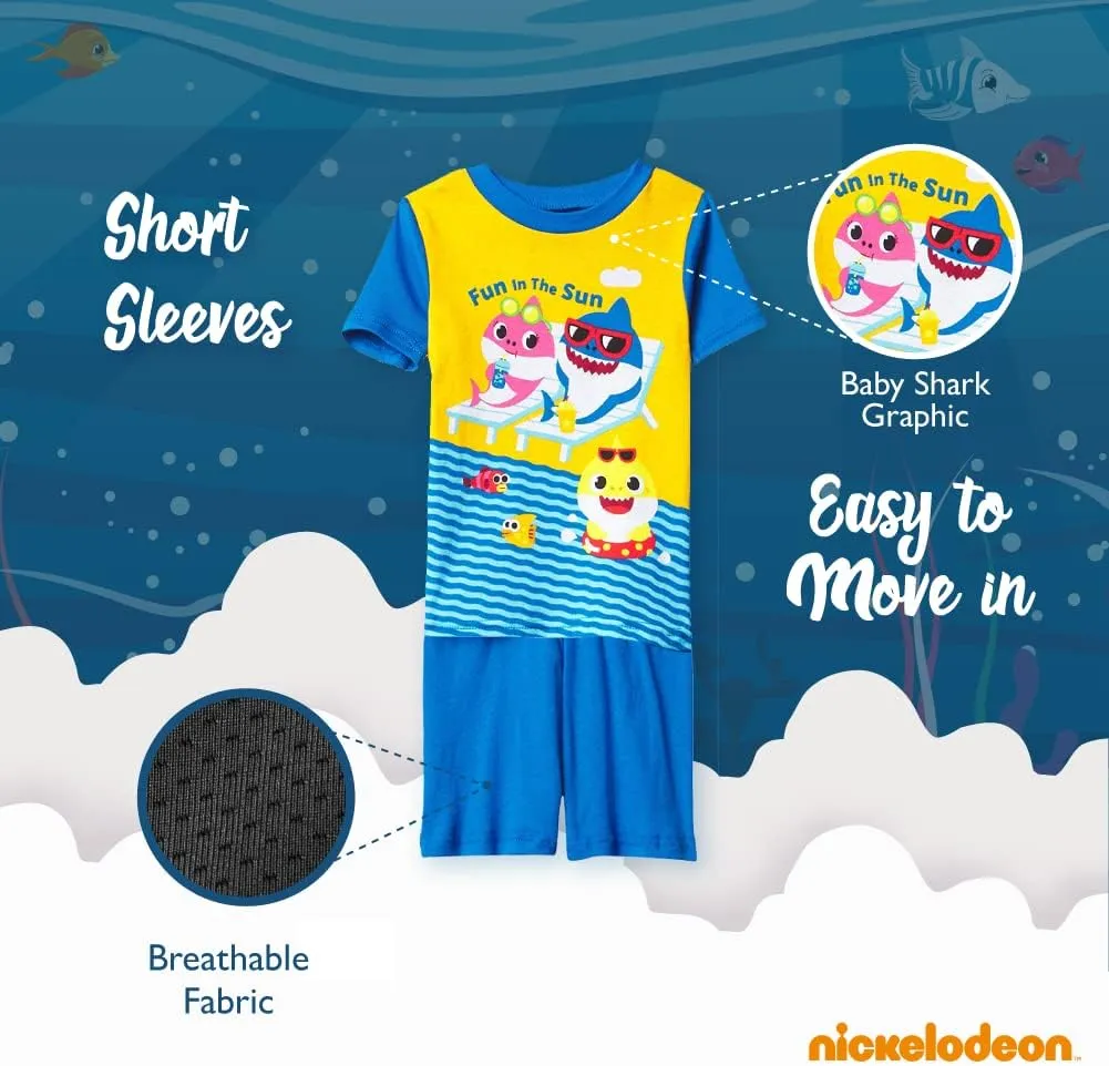 Nickelodeon Paw Patrol | Baby Shark | Blue's Clues & You 4-Piece Snug-fit Cotton Pajama Set, Soft & Cute for Kids