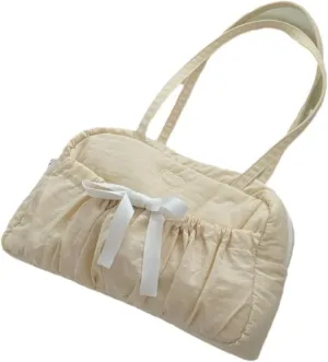 OCUH Kawaii Bow Shoulder Bag Y2K Large Capacity Commuter Tote Bag Cutecore Boston Barrel Trendy Cute Handbag