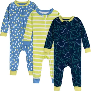Onesies Brand Baby Boys' 3-Pack Snug Fit One-Piece Cotton Pajamas