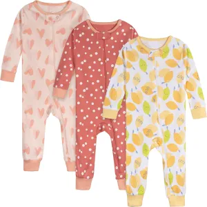 Onesies Brand Baby Girls' 3-Pack Snug Fit One-Piece Cotton Pajamas