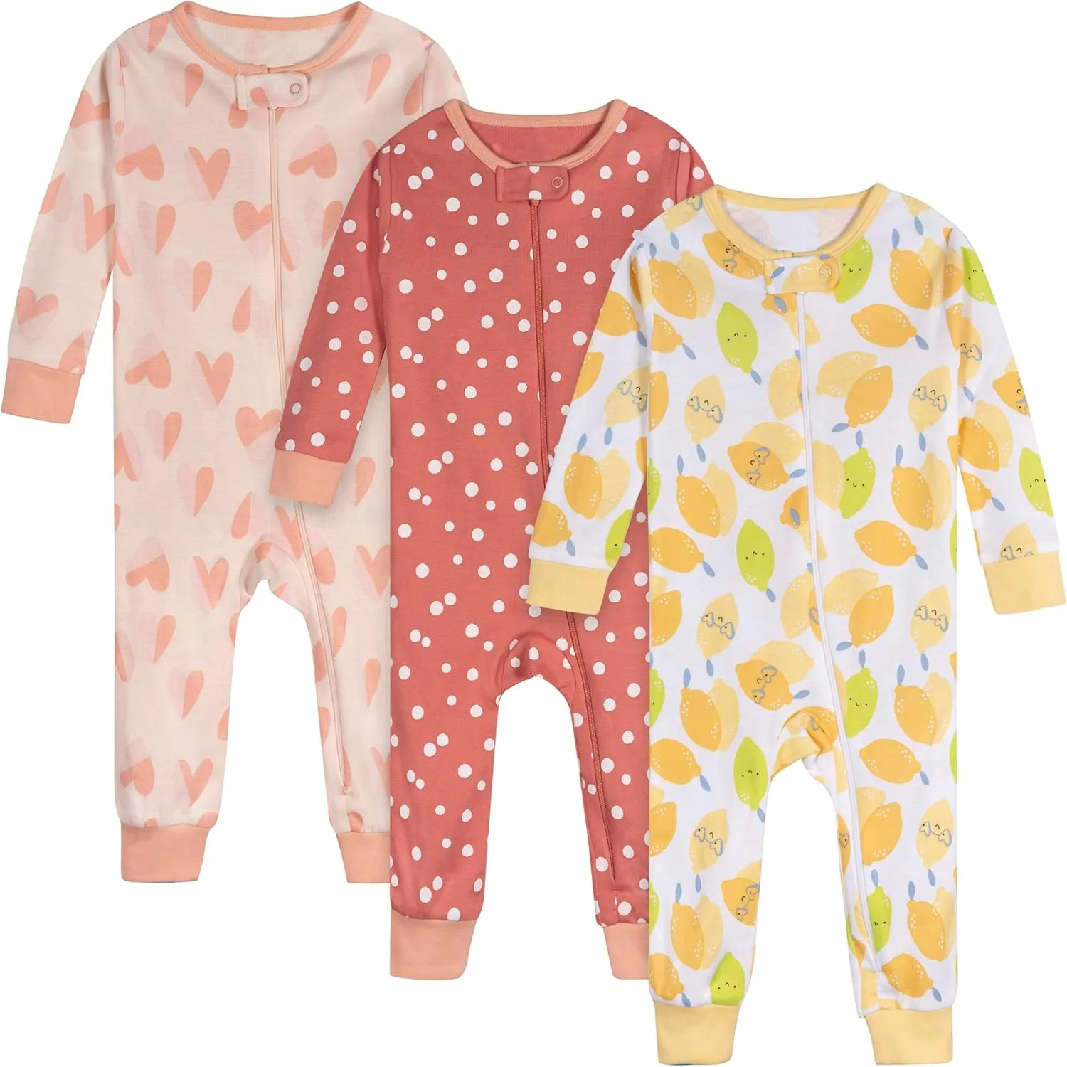 Onesies Brand Baby Girls' 3-Pack Snug Fit One-Piece Cotton Pajamas